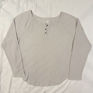 so authentic American Heritage Gray Henley Shirt Women’s XL Y2K Waffle Knit Boho